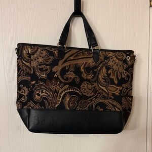BEIS Black and Brown Paisley Tapestry Carryall Tote